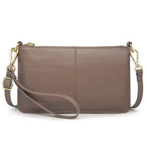 Leather Crossbody Bag, Leather Pouch Clutch With Wristlet Purses C :>